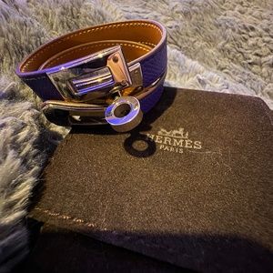 Authentic Hermes Kelly double tour leather bracelet